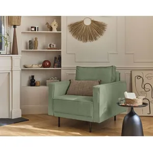 Charlie - fauteuil - pieds hauts - en velours côtelé - Vert sauge pas cher
