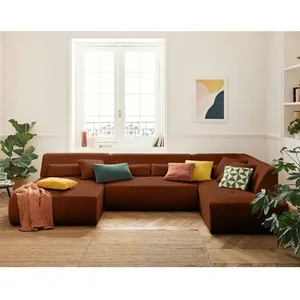BESTMOBILIER Onyx - canapé panoramique d'angle droit 7 places - en velours côtelé pas cher