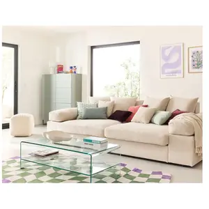 LISA DESIGN Aspen - canapé 3 places - assise profonde - velours côtelé - Beige