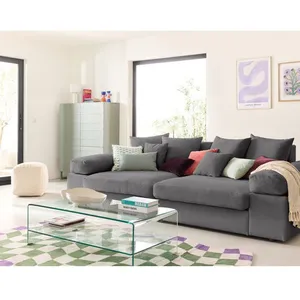 LISA DESIGN Aspen - canapé 3 places - assise profonde - velours côtelé - Gris pas cher