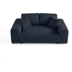 LISA DESIGN Garance - canapé droit 2 places - en velours côtelé - Bleu nuit pas cher