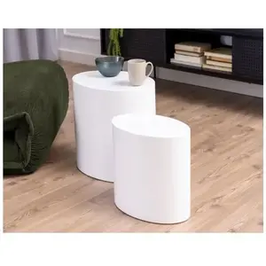 LISA DESIGN Aeryn - lot de deux tables basses - blanc - 48 et 40 cm - Blanc pas cher
