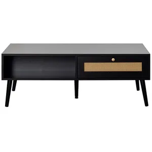 BESTMOBILIER Goto - table basse - noir - 110 cm - Noir pas cher