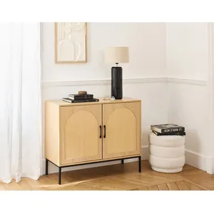 BESTMOBILIER Nagato - buffet bas - bois - 100 cm - Bois / Noir pas cher