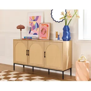 BESTMOBILIER Nagato - buffet bas - bois - 150 cm - Bois / Noir pas cher