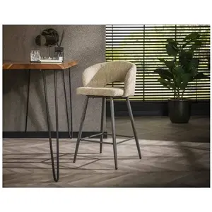 LISA DESIGN Pattaya - lot de deux tabourets de bar - en tissu bouclette sable - SableVendu parcdiscount