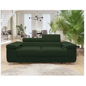 BESTMOBILIER Pablo - canapé droit 2 places avec têtières ajustables - en velours côtelé - Vert pas cher