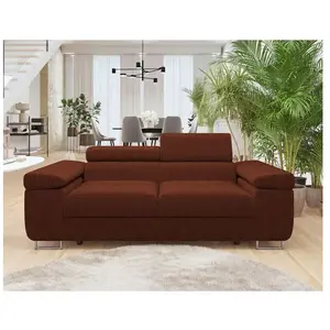 BESTMOBILIER Pablo - canapé droit 2 places avec têtières ajustables - en velours côtelé - Terracotta pas cher
