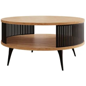 BESTMOBILIER Forini - table basse - chêne naturel et noir - 75 cm - Noir / Bois pas cher