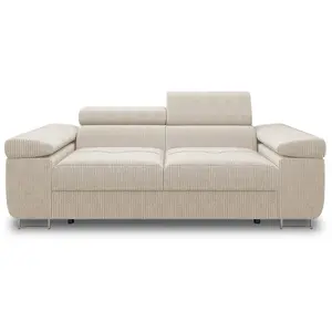 BESTMOBILIER Pablo - canapé droit 2 places avec têtières ajustables - en velours côtelé - Beige