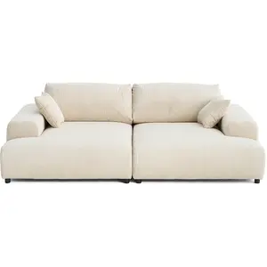 LISA DESIGN Garance - canapé droit 3 places double méridienne - en velours côtelé - Beige pas cher