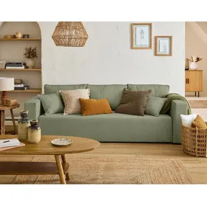 BESTMOBILIER Topaze - canapé 3 places - convertible avec coffre - en tissu - Vert pas cher