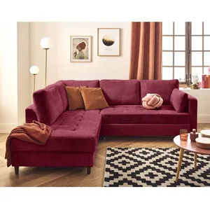 LISA DESIGN Anna - canapé d'angle gauche 5 places convertible en velours texturé - Prune pas cher