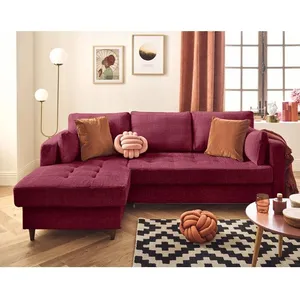 LISA DESIGN Anna - canapé d'angle gauche 4 places convertible avec coffre en velours texturé - Prune pas cher