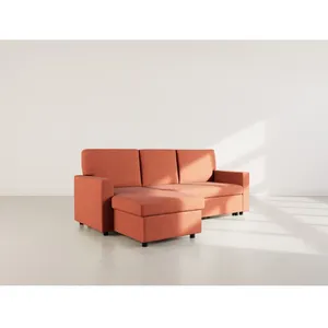 BESTMOBILIER Meiya - canapé d'angle réversible 4 places convertible avec coffre en tissu - Terracotta pas cher