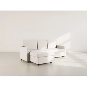 BESTMOBILIER Meiya - canapé d'angle réversible 4 places convertible avec coffre en tissu - Beige pas cher