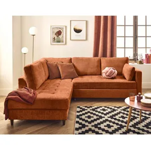 LISA DESIGN Anna - canapé d'angle gauche 5 places convertible en velours texturé - Rouille pas cher