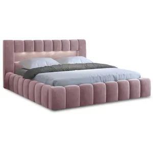 BESTMOBILIER Cleo - lit coffre - 180x200 cm - sommier inclus - en velours - Rose pas cher