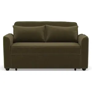 BESTMOBILIER Ernest - Canapé droit 2 places convertible en velours côtelé - Vert pas cher