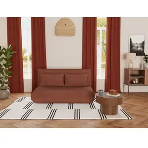 BESTMOBILIER Candice - Banquette 2 places convertible clic-clac en velours côtelé - TerracottaVendu parcdiscount