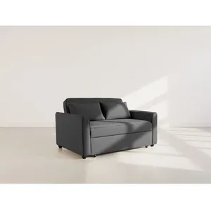 BESTMOBILIER Ernest - Canapé droit 2 places convertible en velours côtelé - Noir pas cher