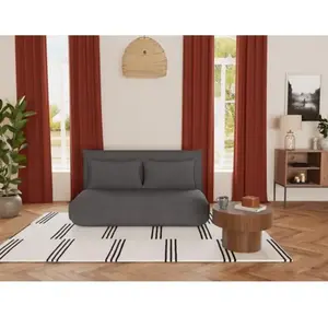 BESTMOBILIER Candice - Banquette 2 places convertible clic-clac en velours côtelé - Gris foncéVendu parcdiscount