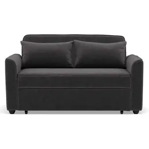 BESTMOBILIER Ernest - Canapé droit 2 places convertible en velours côtelé - Gris pas cher