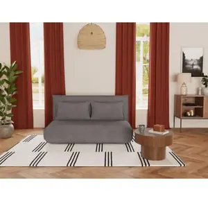 BESTMOBILIER Candice - Banquette 2 places convertible clic-clac en velours côtelé - Gris clairVendu parcdiscount