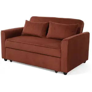 BESTMOBILIER Ernest - Canapé droit 2 places convertible en velours côtelé - Terracotta pas cher