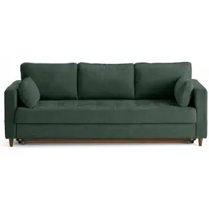LISA DESIGN Anna - canapé droit 3 places convertible avec poche en velours texturé - Vert pas cher