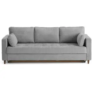 LISA DESIGN Anna - canapé droit 3 places convertible avec poche en velours texturé - Gris pas cher