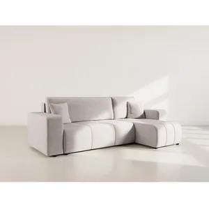BESTMOBILIER Nicole - canapé d'angle réversible 4 places convertible avec coffre en tissu - Gris clair pas cher