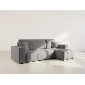 BESTMOBILIER Nicole - canapé d'angle réversible 4 places convertible avec coffre en tissu - Gris pas cher