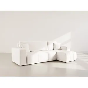 BESTMOBILIER Nicole - canapé d'angle réversible 4 places convertible avec coffre en tissu - Beige pas cher