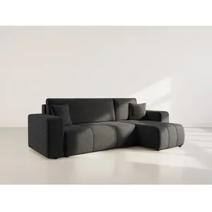 BESTMOBILIER Nicole - canapé d'angle réversible 4 places convertible avec coffre en tissu - Gris Anthracite pas cher