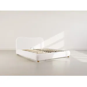 BESTMOBILIER Hugo - lit coffre - 160x200 cm - en tissu bouclette - Beige pas cher