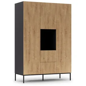 BESTMOBILIER Felicia - armoire - bois et noir - 135x200 cm - Bois / NoirVendu parcdiscount