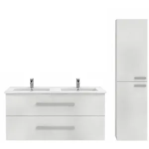 Meuble de salle de bain - JACOB DELAFON - Ola Up - 120 cm - Blanc brillant - Double vasqueVendu parcdiscount