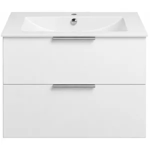 Meuble salle de bain simple vasque BURGBAD Olena 90 cm blanc brillantVendu parcdiscount