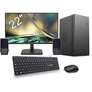 MARQUEL Pc de bureau Tour + écran 22"  - AMD Ryzen 5 4600G 3,7 Ghz - SSD  960GB - 8GB + Clavier & Souris & HP filaires - Win 11 Pro - Noir pas cher