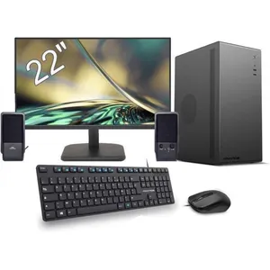 MARQUEL Pc de bureau Tour + écran 22"  - AMD Ryzen 7  - SSD  240GB - 8GB + Clavier & Souris & HP filaires - Win 11 Pro - Noir pas cher