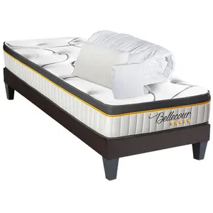 Pack BELLECOUR 2.0 90x190 cm | Matelas Ressorts + Sommier + Accessoires 90 x 190 cm Blanc pas cher