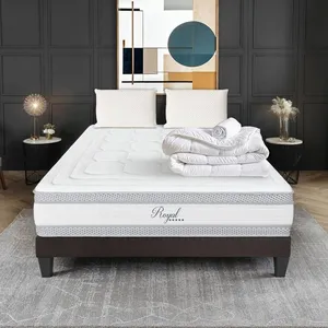 Pack Prêt à dormir ROYAL 5* 140x200 cm - OLYMPE LITERIE - Mémoire de forme - Blanc - A lattes pas cher