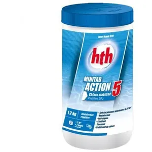 HTH ACTION 5- Chlore multifonction stabilisé - 1,2kg (pastille 20g)Vendu parcdiscount