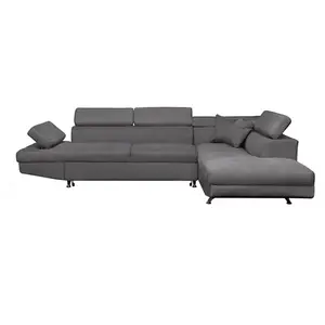 Canapé d'angle convertible RIO en microfibre - Angle Droit, Gris - LOUNGITUDE Collection pas cher