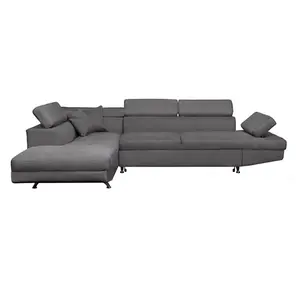 LOUNGITUDE Canapé d'angle RIO Convertible avec coffre en microfibre - Angle Gauch... pas cher