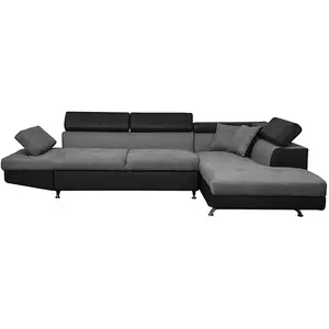 LOUNGITUDE Canapé d'angle convertible RIO en microfibre et simili - Angle Droit, ... pas cher