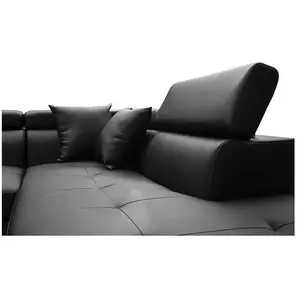 Canapé d'angle convertible RIO en simili noir avec coffre - LOUNGITUDE Collection pas cher
