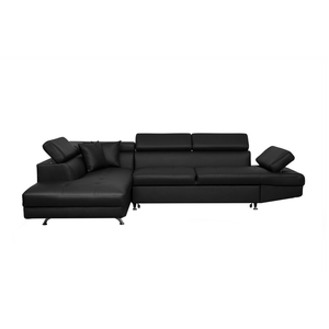 LOUNGITUDE Canapé d'angle RIO Convertible avec coffre en simili - Angle Gauche, Noir pas cher