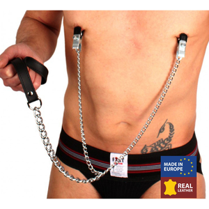 Pinces à seins + laisse ( métal + cuir )   pas cher
